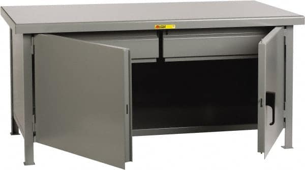 Little Giant - 72 Wide x 36" Deep x 34" High, 7 Gauge Steel Workbench - Fixed Legs, Gray - Americas Industrial Supply