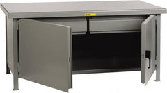 Little Giant - 72 Wide x 36" Deep x 34" High, 7 Gauge Steel Workbench - Fixed Legs, Gray - Americas Industrial Supply