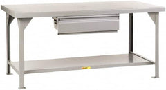 Little Giant - 36 Wide x 30" Deep x 34" High, 7 Gauge Steel Workbench - Fixed Legs, Gray - Americas Industrial Supply