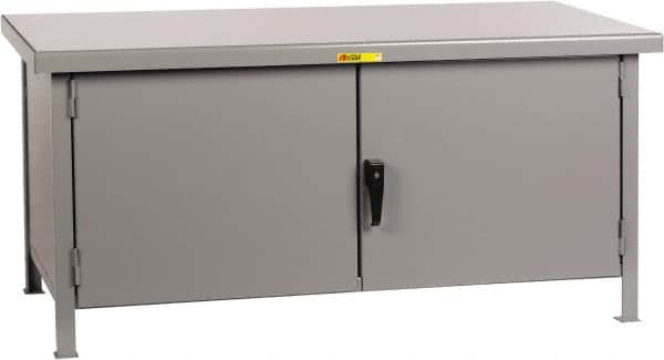 Little Giant - 60 Wide x 30" Deep x 34" High, 7 Gauge Steel Workbench - Fixed Legs, Gray - Americas Industrial Supply
