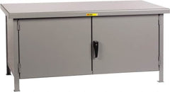 Little Giant - 72 Wide x 30" Deep x 34" High, 7 Gauge Steel Workbench - Fixed Legs, Gray - Americas Industrial Supply
