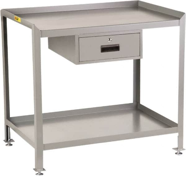 Little Giant - 1 Drawer, 2 Shelf Workstation - 2,000 Lb Capacity, Steel with Flush Front Edge Top, Gray, 24" Wide x 39" High x 48" Long - Americas Industrial Supply
