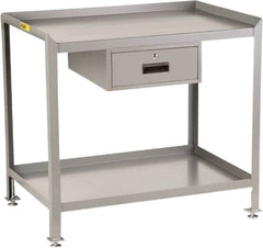 Little Giant - 1 Drawer, 2 Shelf Workstation - 2,000 Lb Capacity, Steel with Flush Front Edge Top, Gray, 24" Wide x 39" High x 48" Long - Americas Industrial Supply