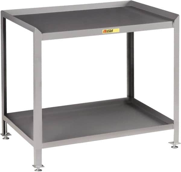 Little Giant - No Drawers, 2 Shelf Workstation - 2,000 Lb Capacity, Steel with Flush Front Edge Top, Gray, 24" Wide x 39" High x 48" Long - Americas Industrial Supply