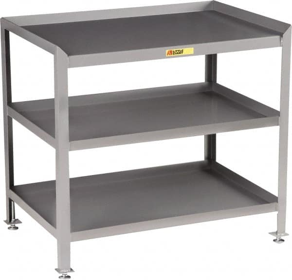 Little Giant - No Drawers, 3 Shelf Workstation - 2,000 Lb Capacity, Steel with Flush Front Edge Top, Gray, 24" Wide x 39" High x 36" Long - Americas Industrial Supply