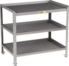 Little Giant - No Drawers, 3 Shelf Workstation - 2,000 Lb Capacity, Steel with Flush Front Edge Top, Gray, 24" Wide x 39" High x 48" Long - Americas Industrial Supply