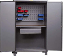 Little Giant - 1 Drawer, Cabinet Work Center - Steel with Flush Front Edge Top, Gray, 48" Wide x 78" High x 27" Long - Americas Industrial Supply