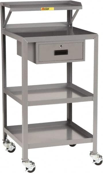 Little Giant - 1,000 Lb Capacity, 3 Shelf, 1 Drawer Mobile Shop Desk - 36" Wide x 24" Deep x 52" High, Steel - Americas Industrial Supply
