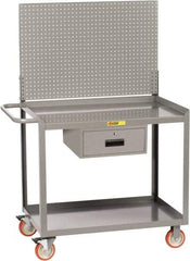 Little Giant - 1,200 Lb Capacity, 2 Shelf, 1 Drawer Mobile Workbench with Pegboard Panel - 48" Wide x 24" Deep x 60" High, Steel - Americas Industrial Supply