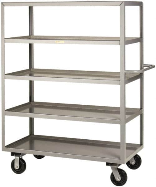Little Giant - 3,600 Lb Capacity, 5 Shelf, Steel Shelf Truck - 65-1/2" Long x 30" Wide x 63-1/2" High, 6" Diam Phenolic Wheels - Americas Industrial Supply