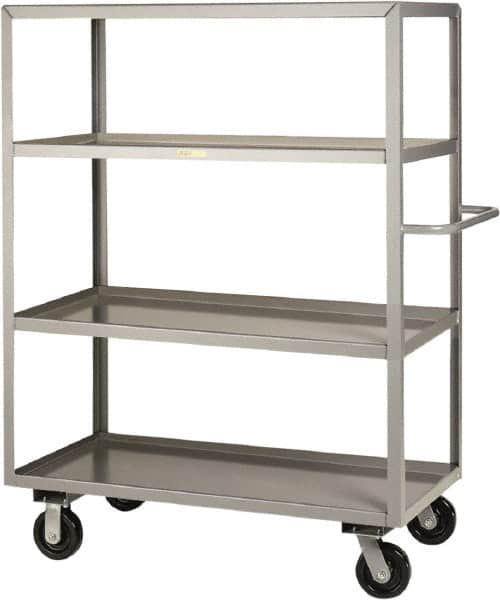 Little Giant - 3,600 Lb Capacity, 4 Shelf, Steel Shelf Truck - 53-1/2" Long x 30" Wide x 65" High, 6" Diam Phenolic Wheels - Americas Industrial Supply