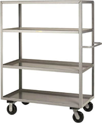 Little Giant - 3,600 Lb Capacity, 4 Shelf, Steel Shelf Truck - 53-1/2" Long x 30" Wide x 65" High, 6" Diam Phenolic Wheels - Americas Industrial Supply