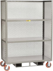 Little Giant - 3,600 Lb Capacity, 3 Shelf, 3-Sided Steel Order Picking Truck - 48" Long x 24" Wide x 69" High, 6" Diam Polyurethane Wheels - Americas Industrial Supply