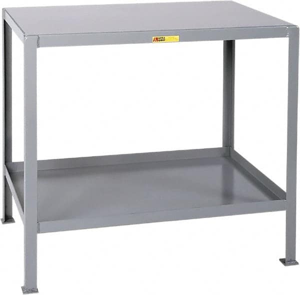 Little Giant - 24 Wide x 18" Deep x 32-1/2" High, 12 Gauge Steel Heavy-Duty Machine Table - Fixed Legs, Gray - Americas Industrial Supply