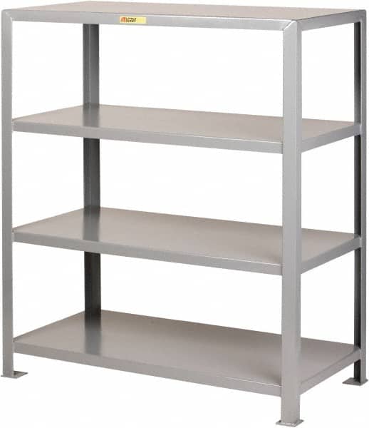 Little Giant - 4 Shelf Starter Heavy-Duty Open Steel Shelving - 8,000 Lb Capacity, 72" Wide x 72" High x 30" Deep, Gray - Americas Industrial Supply