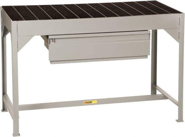 Little Giant - 51 Wide x 24" Deep x 34" High, Steel Bar Grating Welder's Table - Fixed Legs, Gray/Black - Americas Industrial Supply