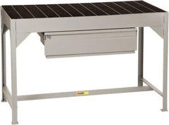 Little Giant - 51 Wide x 24" Deep x 34" High, Steel Bar Grating Welder's Table - Fixed Legs, Gray/Black - Americas Industrial Supply