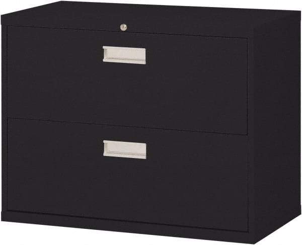 Sandusky Atlantic - 36" Wide x 28-3/8" High x 19-1/4" Deep, 2 Drawer Lateral File with Lock - Steel, Black - Americas Industrial Supply