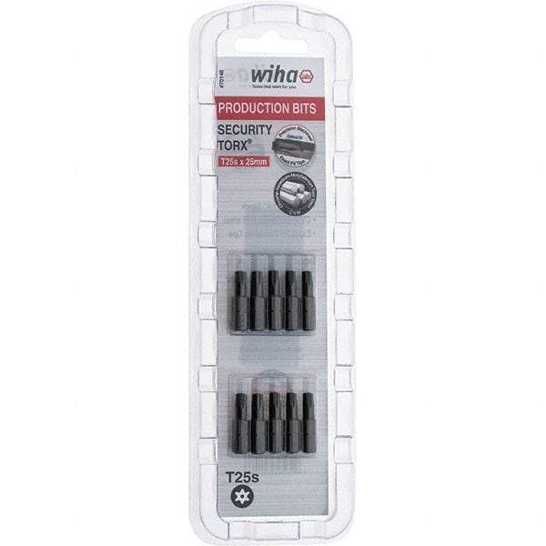 Wiha - 1/4" Drive T25 Tamperproof Torx Screwdriver Bit - 1" OAL, Tamper Resistant Bit - Americas Industrial Supply