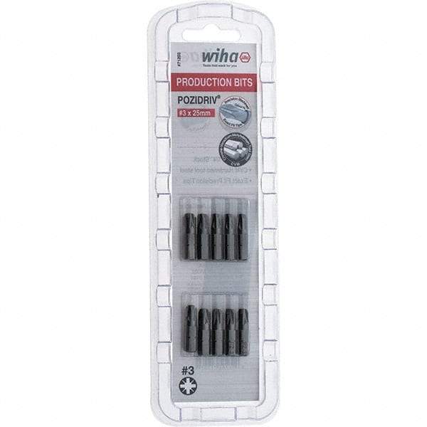 Wiha - 1/4" Drive, Pozidriv Screwdriver Bit - 1" OAL - Americas Industrial Supply