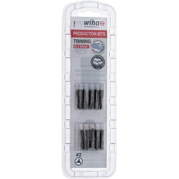 Wiha - 1/4" Drive, #2 Tri-Wing Screwdriver Bit - 1" OAL - Americas Industrial Supply