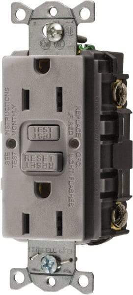 Hubbell Wiring Device-Kellems - 1 Phase, 5-15R NEMA, 125 VAC, 15 Amp, GFCI Receptacle - 2 Pole, Back and Side Wiring, Commercial Grade - Americas Industrial Supply