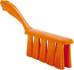 Vikan - 3.9" Bristle Length, Polyester Cleaning & Finishing Brush - 3" Long x 6-1/2" Wide Head, 13" OAL, Easy Grip Handle, Orange, Polypropylene Block - Americas Industrial Supply