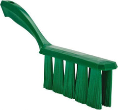 Vikan - 3.9" Bristle Length, Polyester Cleaning & Finishing Brush - 3" Long x 6-1/2" Wide Head, 13" OAL, Easy Grip Handle, Green, Polypropylene Block - Americas Industrial Supply