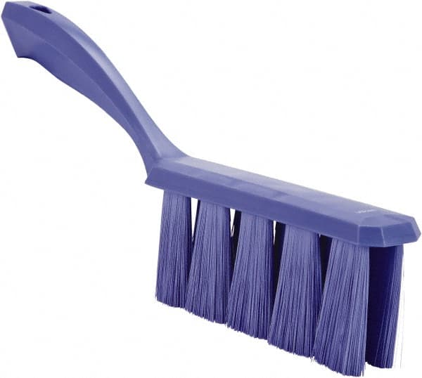 Vikan - 3.9" Bristle Length, Polyester Cleaning & Finishing Brush - 3" Long x 1-1/2" Wide Head, 13" OAL, Easy Grip Handle, Purple, Polypropylene Block - Americas Industrial Supply