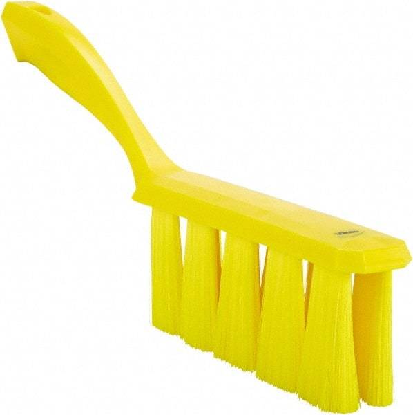 Vikan - 3.9" Bristle Length, Polyester Cleaning & Finishing Brush - 3" Long x 1-1/2" Wide Head, 13" OAL, Easy Grip Handle, Yellow, Polypropylene Block - Americas Industrial Supply
