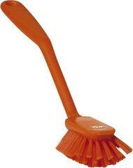 Vikan - 2.4" Bristle Length, Polyester Cleaning & Finishing Brush - 2-1/2" Long x 2.4" Wide Head, 10.8" OAL, Easy Grip Handle, Orange, Polypropylene Block - Americas Industrial Supply