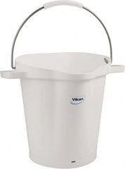 Vikan - 5 Gal, 18" High, Polypropylene Round White Single Pail with Pour Spout - Handle Included, 15.4mm Top Length x 18.9" Top Width x 18.9" Top Diam - Americas Industrial Supply