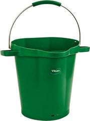 Vikan - 5 Gal, 18" High, Polypropylene Round Green Single Pail with Pour Spout - Handle Included, 15.4mm Top Length x 18.9" Top Width x 18.9" Top Diam - Americas Industrial Supply