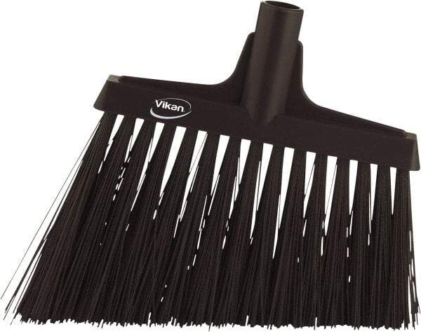 Vikan - 9-1/2" Wide, Black Polyester Bristles, Angled Broom - Water Resistant - Americas Industrial Supply