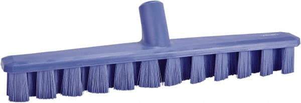 Vikan - 1-7/8" Bristle Length, Polyester Deck Scrub Brush - 1-7/8" Wide Head, 15-1/4" OAL, European Threaded Handle, Purple, Polypropylene Block - Americas Industrial Supply