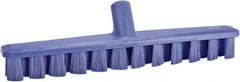 Vikan - 1-7/8" Bristle Length, Polyester Deck Scrub Brush - 1-7/8" Wide Head, 15-1/4" OAL, European Threaded Handle, Purple, Polypropylene Block - Americas Industrial Supply