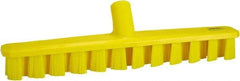 Vikan - 1-7/8" Bristle Length, Polyester Deck Scrub Brush - 1-7/8" Wide Head, 15-1/4" OAL, European Threaded Handle, Yellow, Polypropylene Block - Americas Industrial Supply