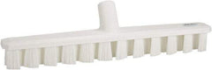 Vikan - 1-7/8" Bristle Length, Polyester Deck Scrub Brush - 1-7/8" Wide Head, 15-1/4" OAL, European Threaded Handle, White, Polypropylene Block - Americas Industrial Supply