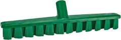 Vikan - 1-7/8" Bristle Length, Polyester Deck Scrub Brush - 1-7/8" Wide Head, 15-1/4" OAL, European Threaded Handle, Green, Polypropylene Block - Americas Industrial Supply
