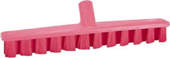 Vikan - 1-7/8" Bristle Length, Polyester Deck Scrub Brush - 1-7/8" Wide Head, 15-1/4" OAL, European Threaded Handle, Pink, Polypropylene Block - Americas Industrial Supply