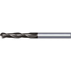 Kennametal - 1/2" Diam, 2" LOC, 2 Flute Solid Carbide Ball End Mill - TiAlN Finish, Single End, 4" OAL, 1/2" Shank Diam, Spiral Flute - Americas Industrial Supply