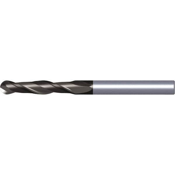 Kennametal - 5/8" Diam, 2-1/4" LOC, 2 Flute Solid Carbide Ball End Mill - TiAlN Finish, Single End, 5" OAL, 5/8" Shank Diam, Spiral Flute - Americas Industrial Supply