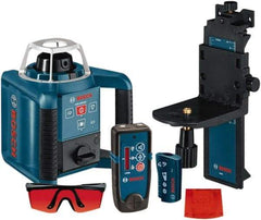 Bosch - 1,000' Measuring Range, 1/8" at 100' Accuracy, Self-Leveling Horizontal & Vertical Rotary Laser - ±5° Self Leveling Range, 1 Beam, 2-D Battery Included - Americas Industrial Supply