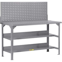 Little Giant - 60 Wide x 30" Deep x 36" High, 12 Gauge Steel Workbench - 12 Gauge Steel Top, Fixed Legs, Gray - Americas Industrial Supply