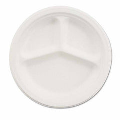 Chinet - Paper Dinnerware, 3-Comp Plate, 9 1/4" Diam, White, 500/Carton - Americas Industrial Supply