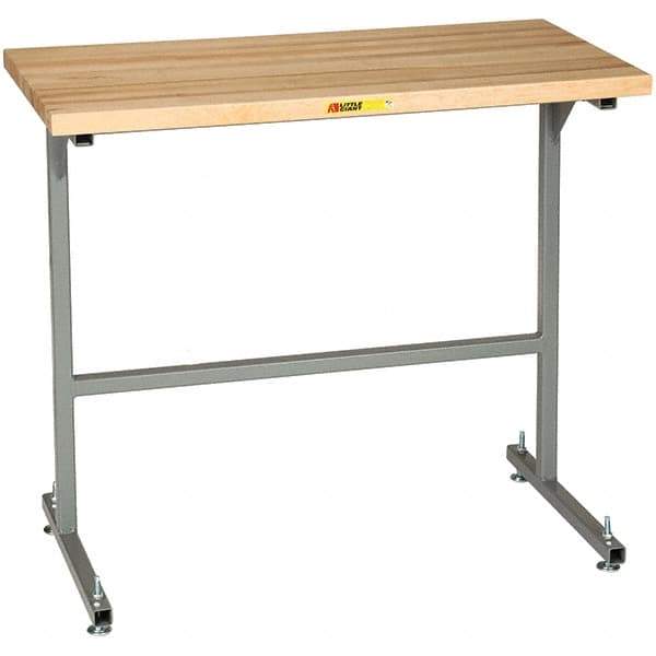 Little Giant - 48 Wide x 24" Deep x 42" High, Butcher Block Butcher Block Top Table - 1-3/4" Butcher Block Top, Fixed Legs With Adjustable Height Glides, Gray - Americas Industrial Supply