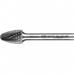 PFERD - 1/2" Cut Diam, 1/4" Shank Diam, Tree with Radius Head Double Cut Burr - Tungsten Carbide, 3/4" LOC, 2-1/2" OAL - Americas Industrial Supply