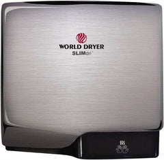 World Dryer - 950 Watt Silver Finish Electric Hand Dryer - 100/120 Volts, 8.3 Amps, 11.43" Wide x 10.7" High x 3.9" Deep - Americas Industrial Supply