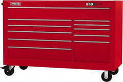 Proto - 35,917 Lb Capacity, 11 Drawer Mobile Workstation - 66" Wide x 27" Deep x 46" High, Steel, Red - Americas Industrial Supply