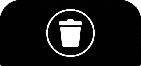 Rubbermaid - Trash Can Decal Message: Landfill - English, Text on Color, Black, Indoor & Outdoor, Apply to Metal, 1-25/32" Wide x 8-1/2" High - Americas Industrial Supply